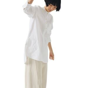 Toast Women's Shirt UK 14 US 10 Taro Cotton Oxford Long White Pocket Minimalist